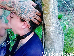 Chained And Facefucked Against A Tree, Balls Deep Throat Pie #2