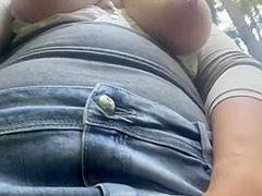 Milf Flashing Tits And Play Erect Nipples In Public/ Masturbation In The City Park