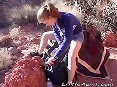 Outdoor teen masturbates in solo session