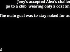 Jeny Smith teasing a stranger. Then he strokes her in a Night Club