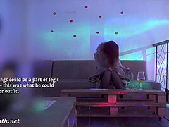 Jeny Smith teasing a stranger. Then he strokes her in a Night Club