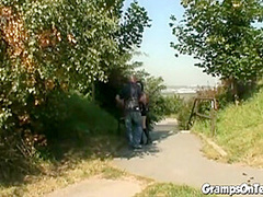 Teen fucks old dudes cock after blowjob