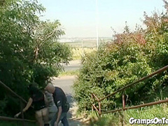 Teen fucks old dudes cock after blowjob