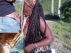 Sweet Ebony With Hot Big Boobs Loves Suck In The Great Outdoor- Blowjob Handjob & Facial Cum Pov