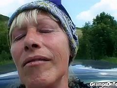 Teen ***gystyled outdoors with masturbating GILF