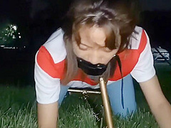 Harley Shirt Asian Girl Outdoor Bondage