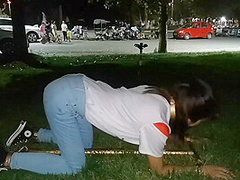 Harley Shirt Asian Girl Outdoor Bondage