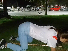 Harley Shirt Asian Girl Outdoor Bondage