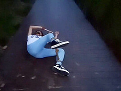 Harley Shirt Asian Girl Outdoor Bondage