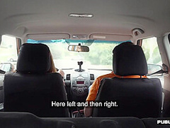 Pierced brunette in pantyhose fucks her driving tutor
