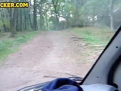 Real Amateur Brunette Sex Addict Gets Creative Inviting Him For Some Outdoor Public Forest Sex Travelling Down The Back Roads
