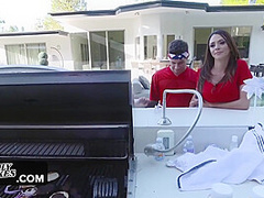 Perv Step Sneaky Fuck In The Backyard While Preparing For 4th Of July