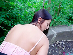Pulled eurobabe outdoor banged for cash before giving head