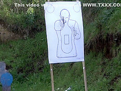 Stunning Brunette Milf Having Threesome In A Shooting Range