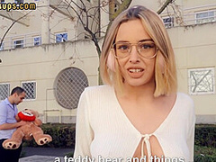 Pulled euro beauty riding cock outdoors after picked up