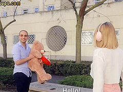 Pulled euro beauty riding cock outdoors after picked up