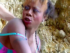 Hot Ebony Nancy Fucks Hard By The Sea