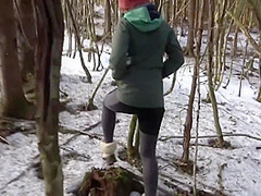 Risky Outdoor Sex In A Public Park Almost Caught Winter Edition Bubble Butt Fucked In Freezing Cold