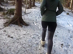 Risky Outdoor Sex In A Public Park Almost Caught Winter Edition Bubble Butt Fucked In Freezing Cold