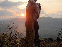 Outdoor Fuck Standing In Front Of A Very Intense Red Sunrise