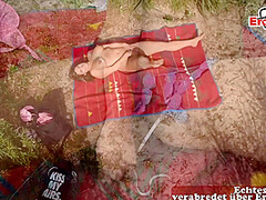 ***caught german girl in public and pick up for threesome m