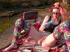 Colorful Masturbation At The Creek