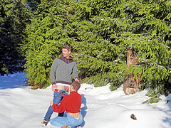 Almost Getting Caught Fucking From Behind In A Public Winter Forest