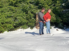 Almost Getting Caught Fucking From Behind In A Public Winter Forest