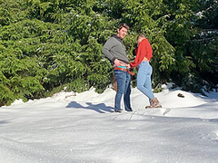 Almost Getting Caught Fucking From Behind In A Public Winter Forest