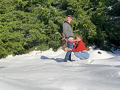 Almost Getting Caught Fucking From Behind In A Public Winter Forest