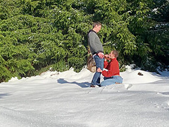 Almost Getting Caught Fucking From Behind In A Public Winter Forest