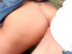 Inked busty redhead rides after pickedup and paid for sex