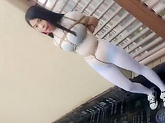 Asian Girl Cuffed On The Roof