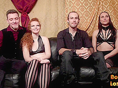Ginger subject facefucked before riding in erotic group