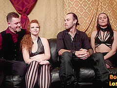 Ginger subject facefucked before riding in erotic group