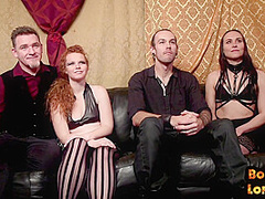 Ginger subject facefucked before riding in erotic group