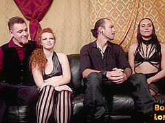 Ginger subject facefucked before riding in erotic group