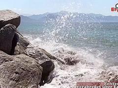 German Tourist public pick up mexican Latina at beach