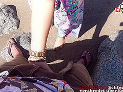 German Tourist public pick up mexican Latina at beach