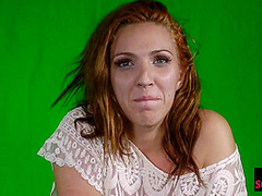 Public ginger zapped and toyed after sucking dom cock