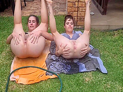 Two Friends Anal Hosepipe Water Play 7 Min
