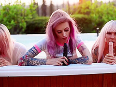 Tattoed S Play Pussys And Suck Dildo Near The Pool In The Resort - Flam
