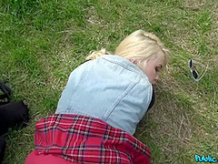 Misha Cross And Mischa Brooks In Student Fucked In Forest For Cash