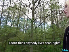 Misha Cross And Mischa Brooks In Student Fucked In Forest For Cash