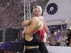 Blond Girl Tied On Stage