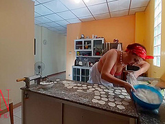 Regina Noir In Nudist Housekeeper Cooking At The Kitchen. Naked Maid Makes Dumplings. Naked Cooks. Short 1