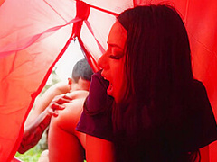 Sex In The Woods, The Tent Got Really Hot Inside Petite Brunette, Hard Sex To Her Tight Pussy
