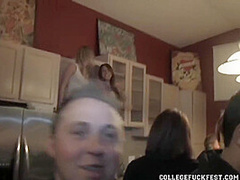 Coed lesbo dildos pussy as everyone watches