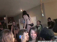 Coed lesbo dildos pussy as everyone watches