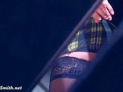My Shadow: Jeny Smith teasing you with High heels, Mini skirt and Stockings